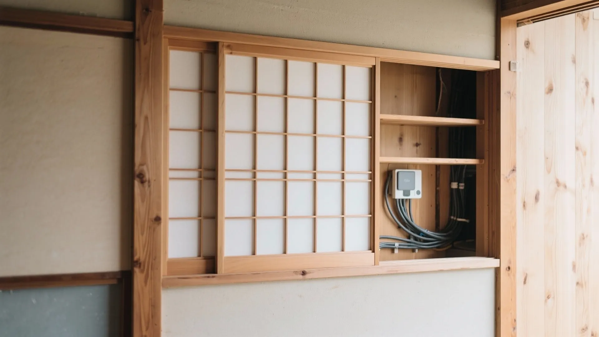 日式風格を損なわない収納計画とケーブルマネジメントの収まり