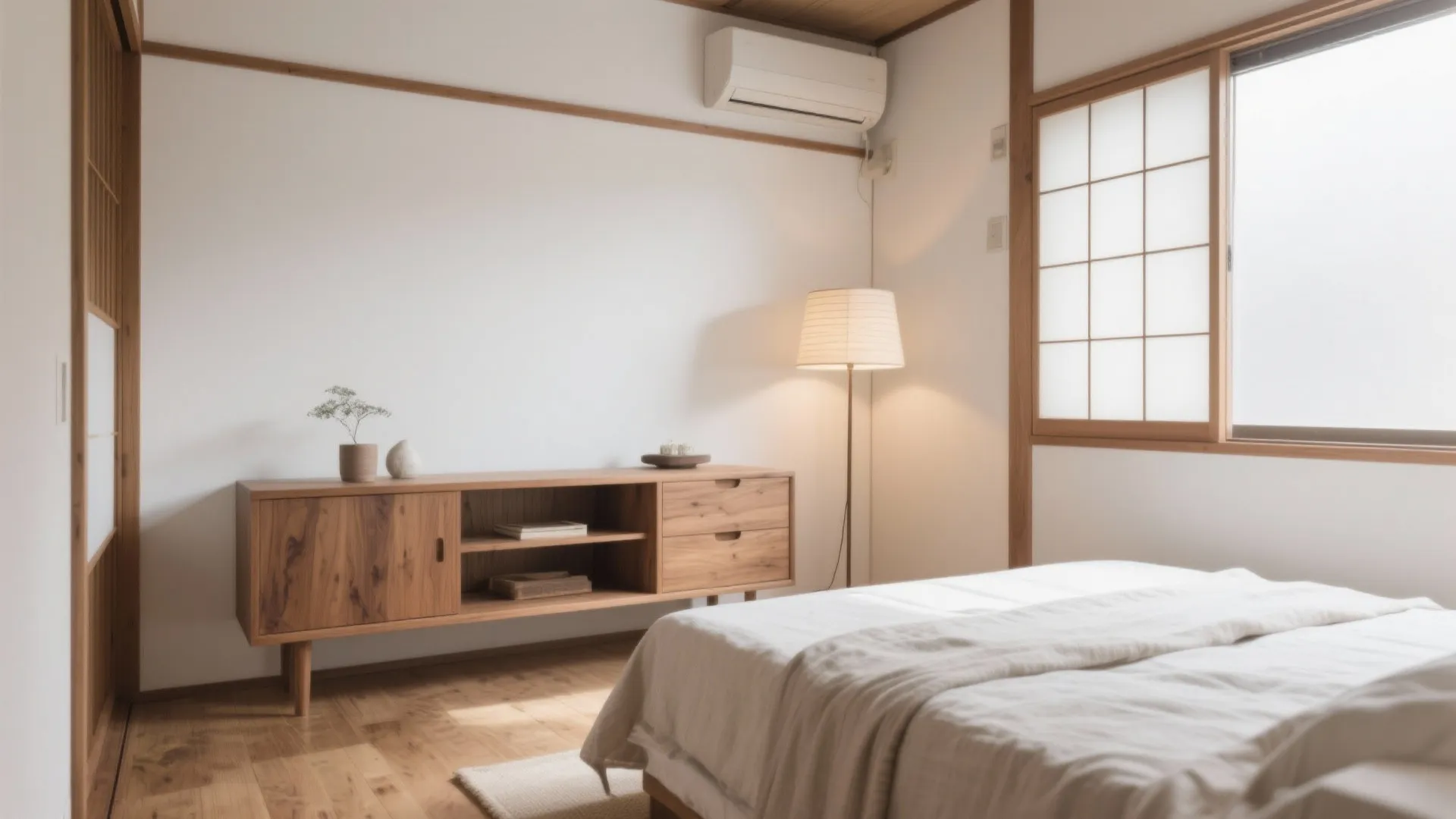 Tips 3: 日式風は素材3点に絞る（木・布・紙で秩序を作る）