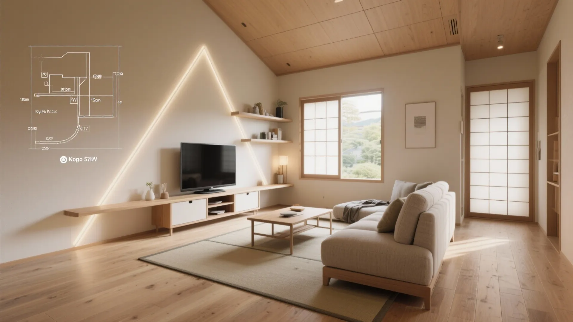 Tips 5: 家具レイアウトの三角関係で京都サイズの部屋を広く見せる