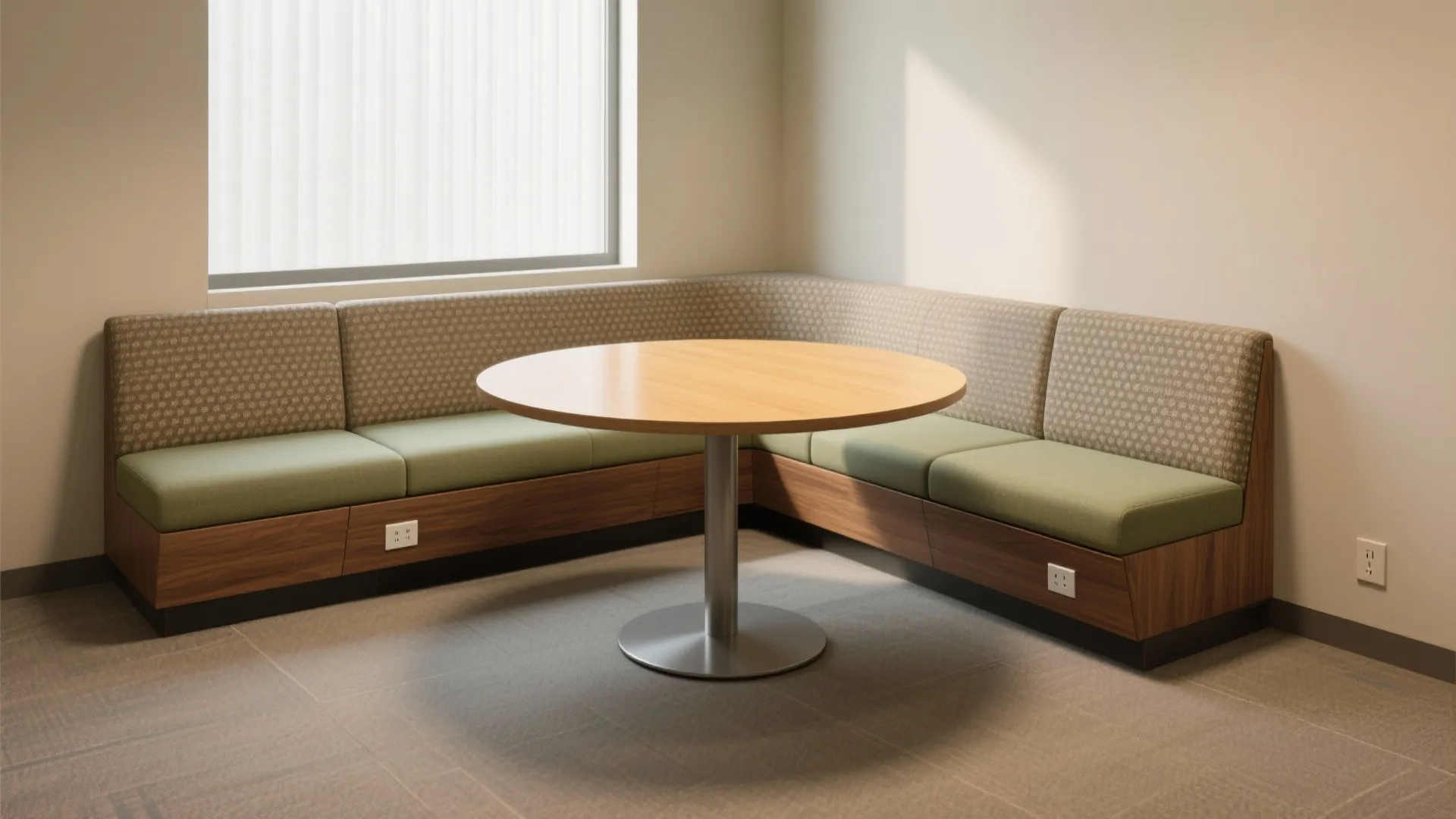 L-shaped banquette to seat more in less space