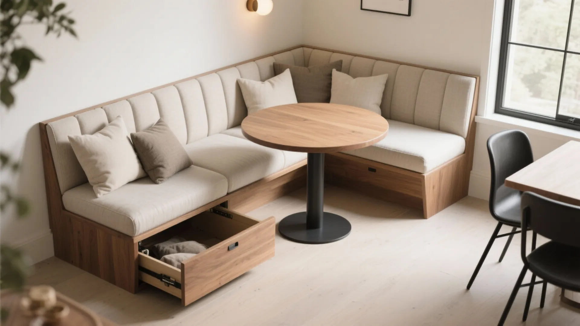 L-shaped banquette seating