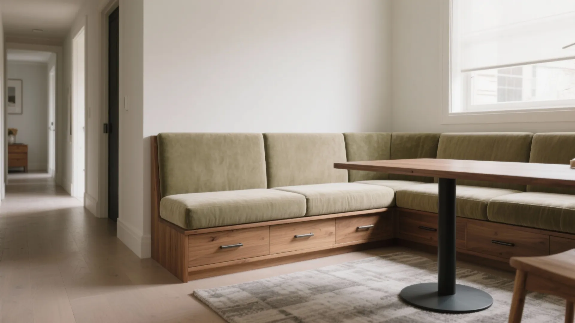 L-shaped banquette as a boundary