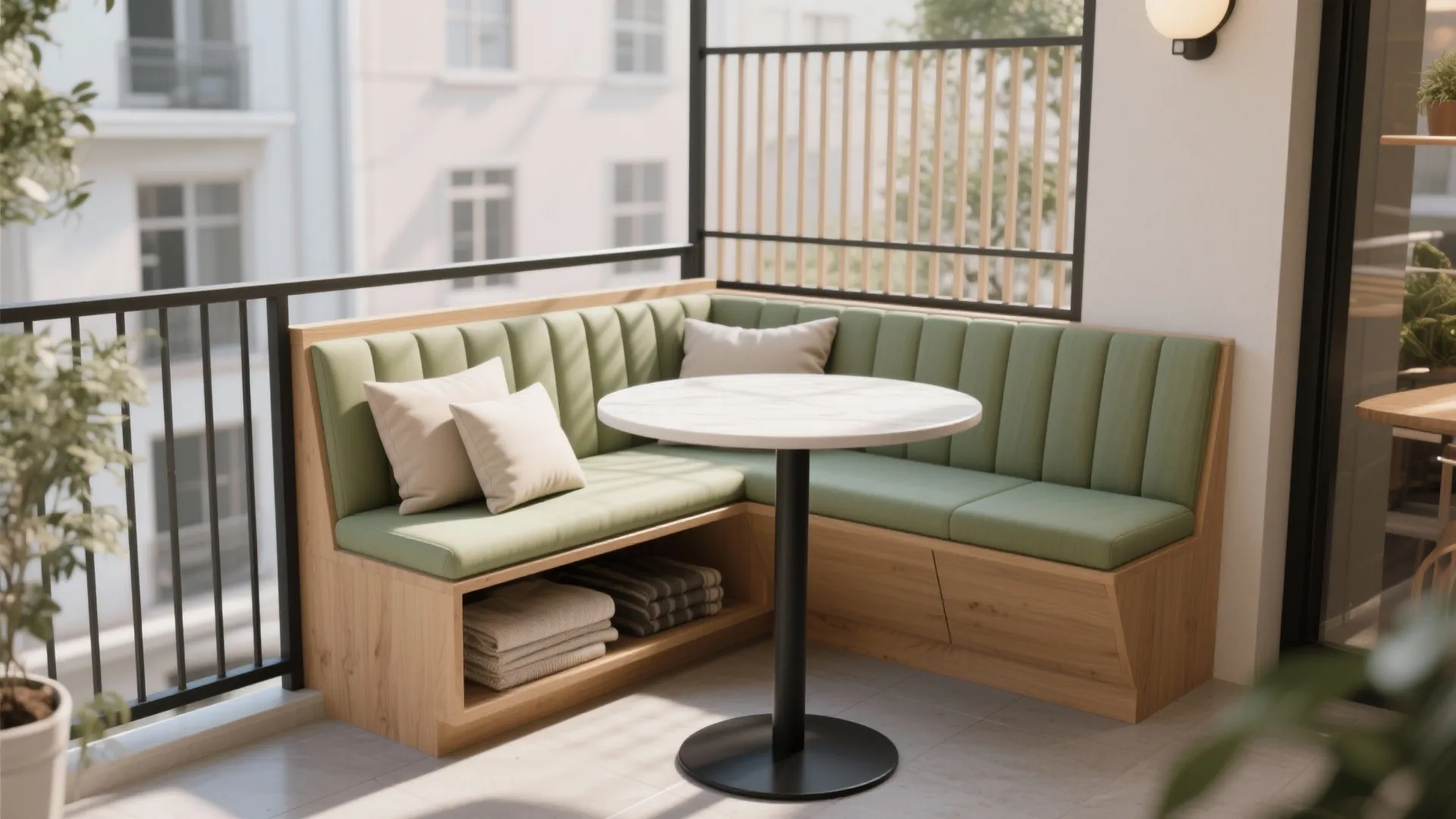 Built-In L-Shaped Banquette With Hidden Storage