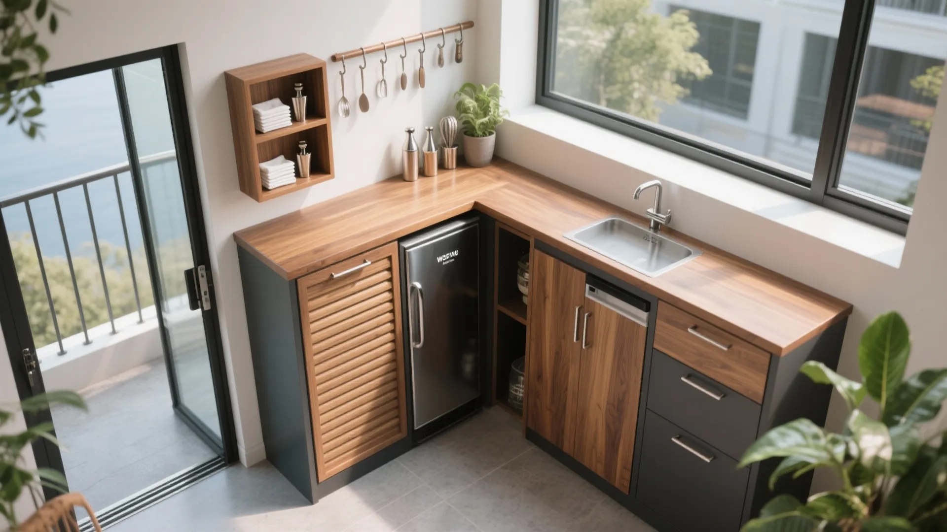 3) L-Shaped Micro Bar with Hidden Storage