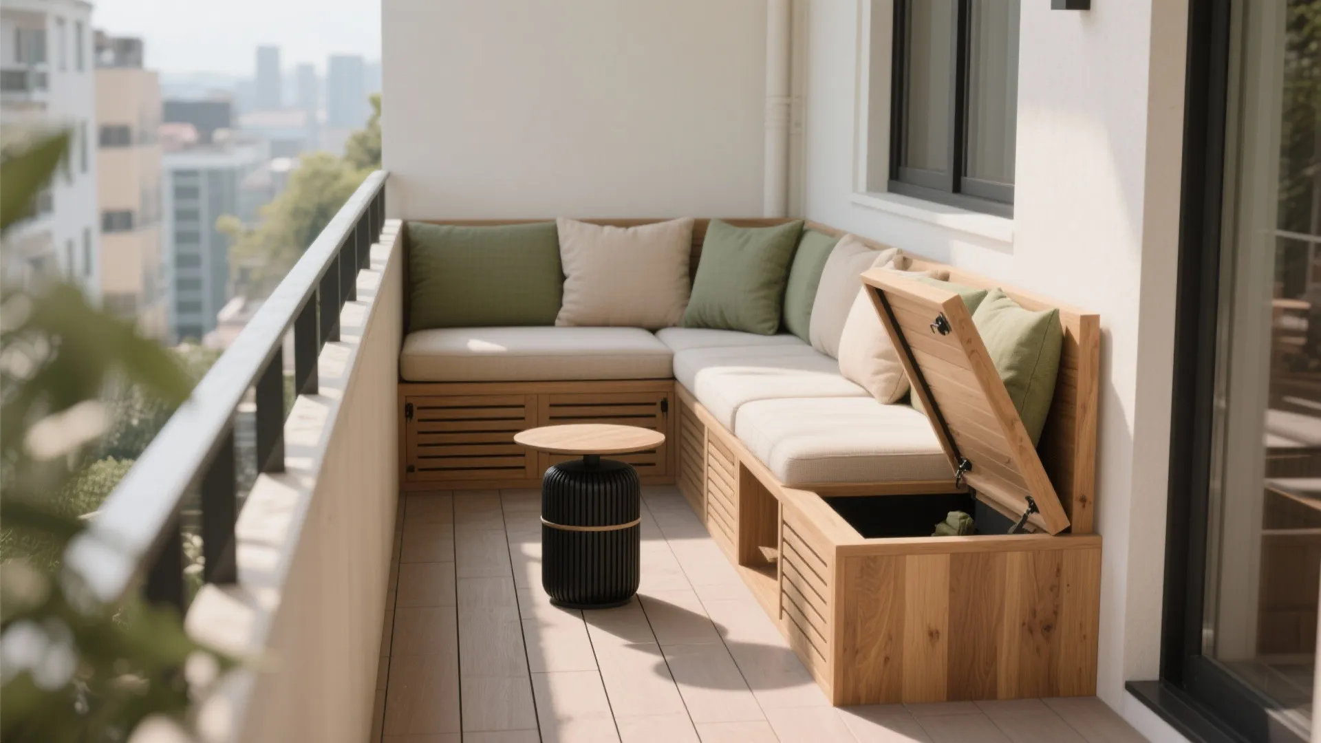 L-Shaped Corner Bench With Hidden Storage