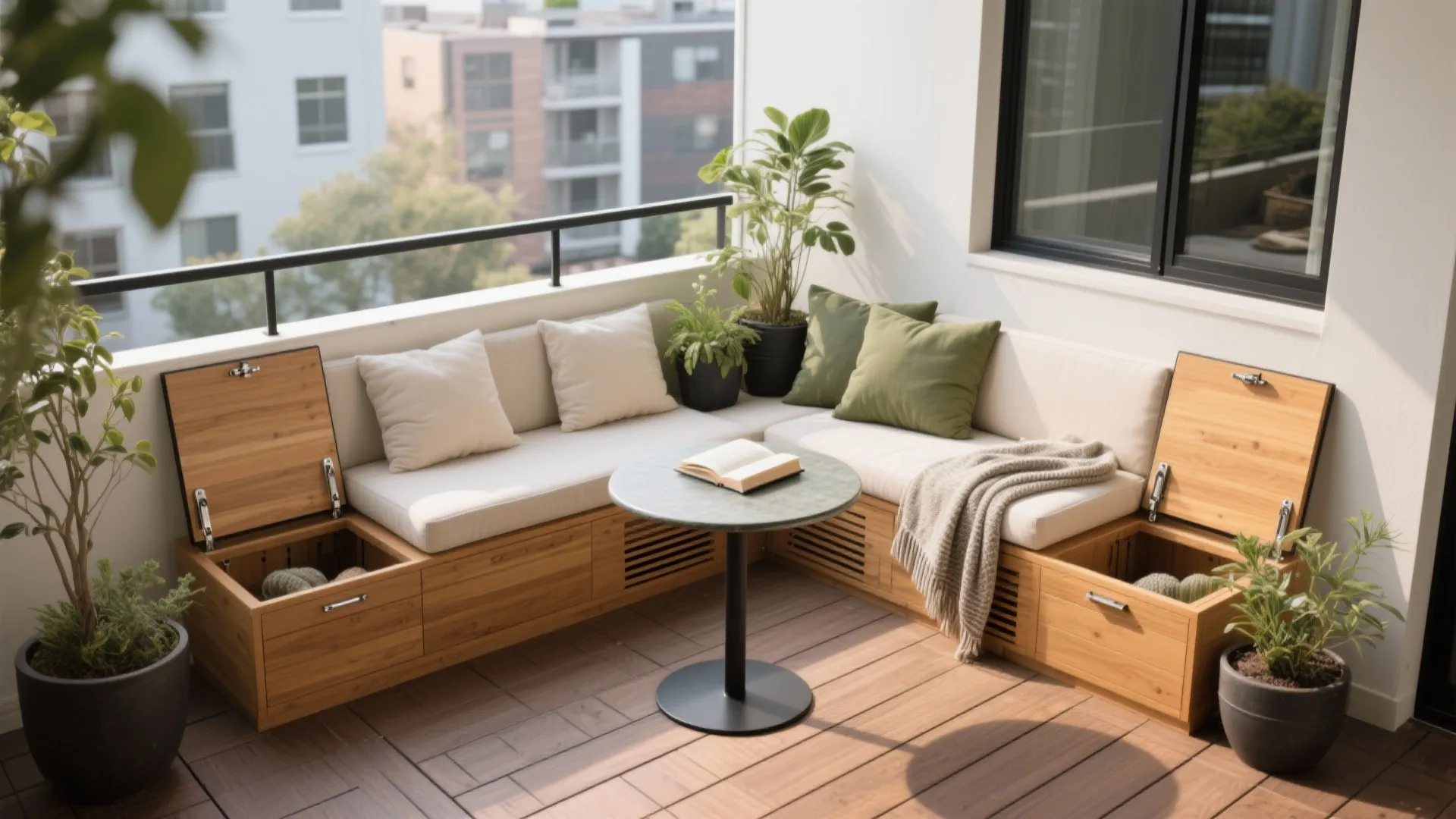 L-shaped seating with hidden storage