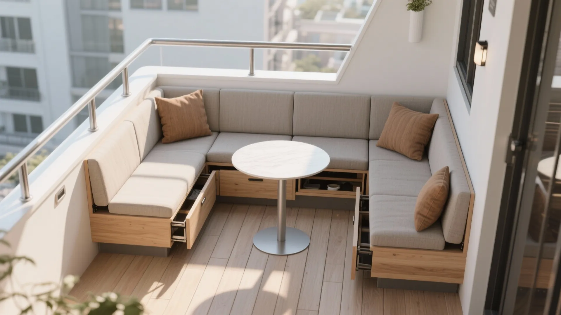 L-Shaped Balcony Seating to Free the Floor
