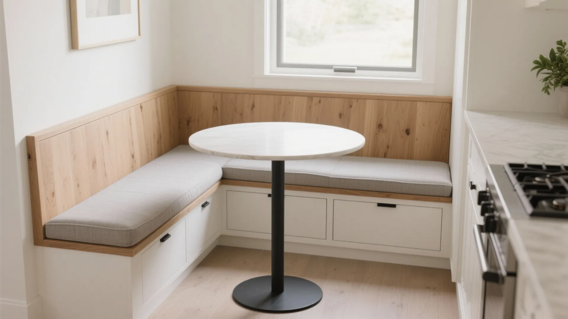 Built-In L-Shaped Corner Bench in Wood