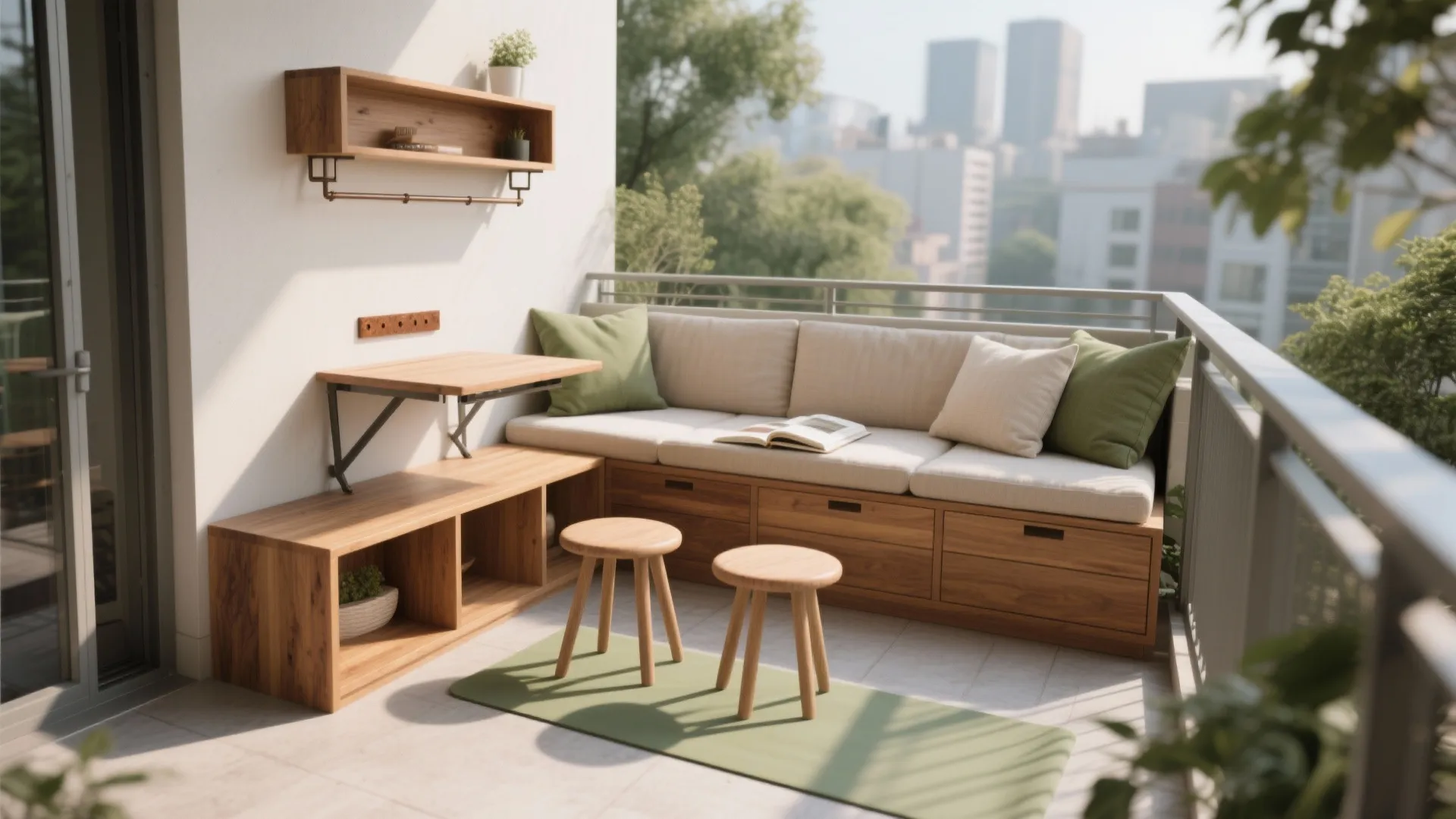 Flexible Seating + Micro Dining: Fold-Down Tables and L-Shaped Benches