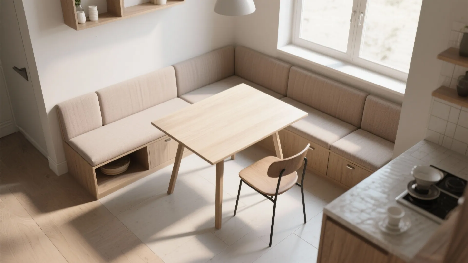 3. L Shaped Seating to Release More Table Space