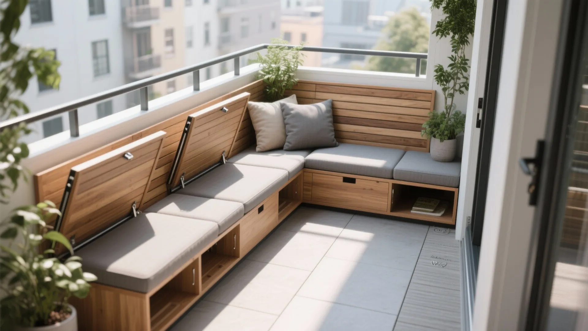 3) L-shaped bench with hidden storage