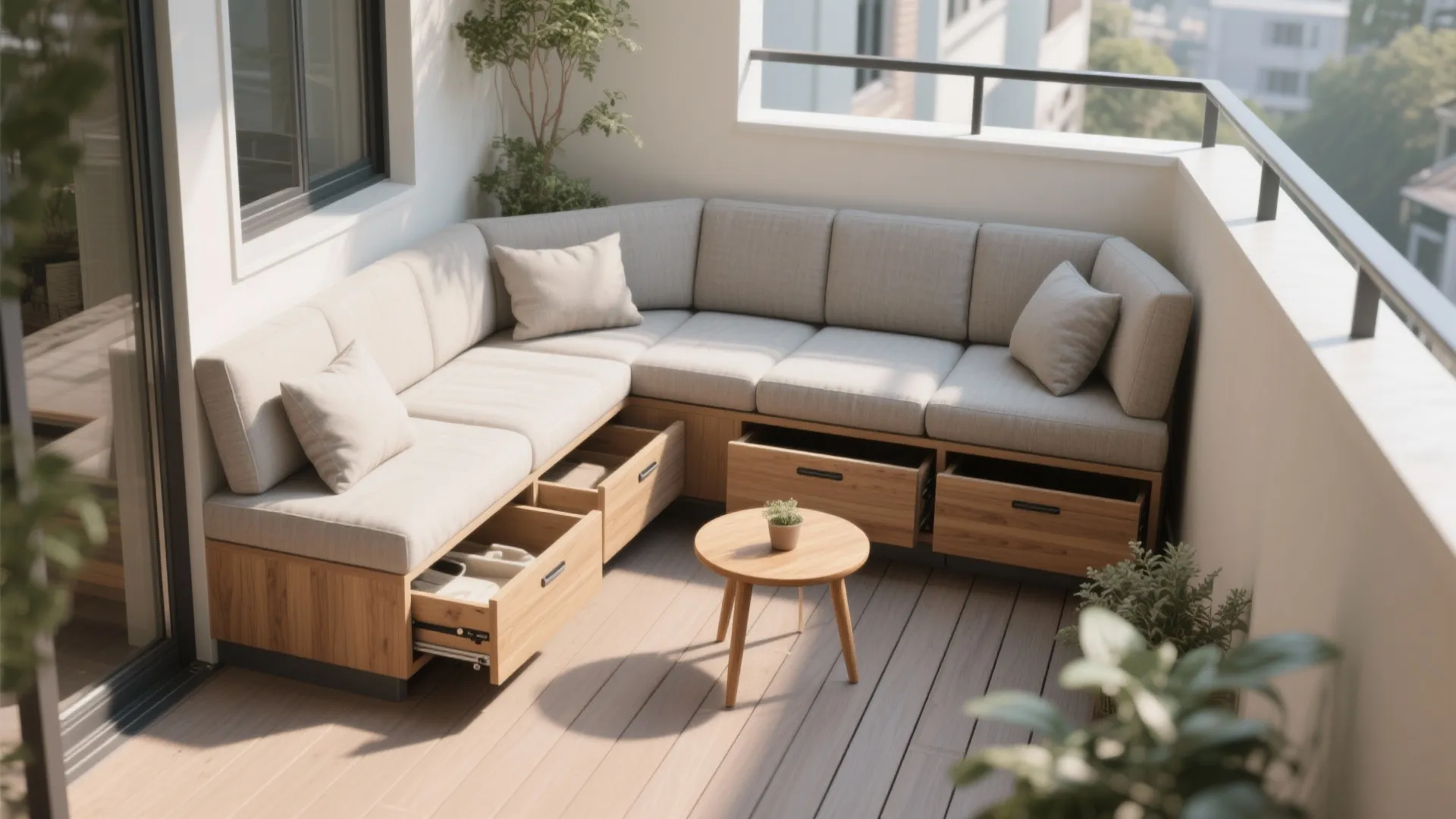 L-Shaped Bench with Hidden Storage