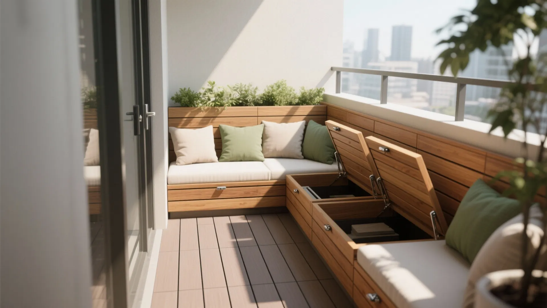 L-shaped seating with hidden storage