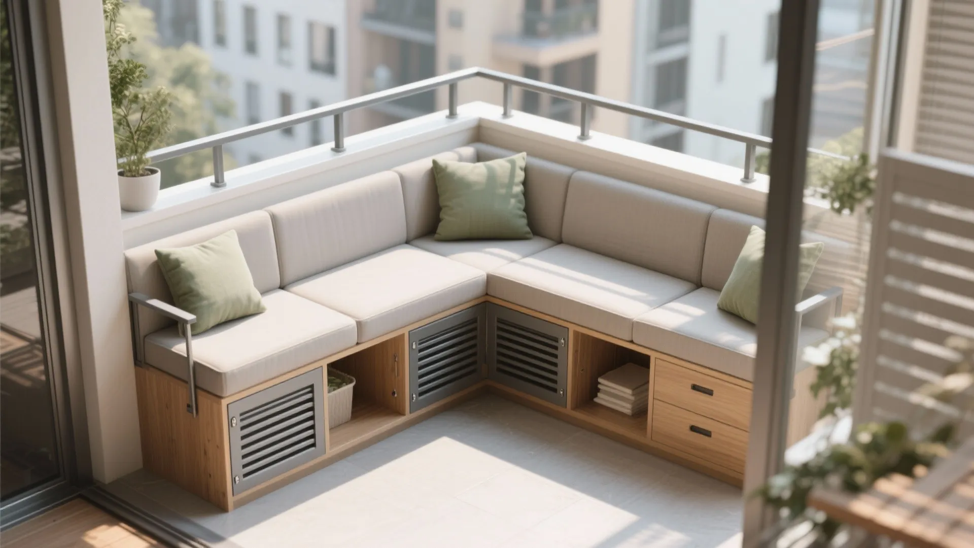 L-Shaped Bench Seating With Hidden Storage