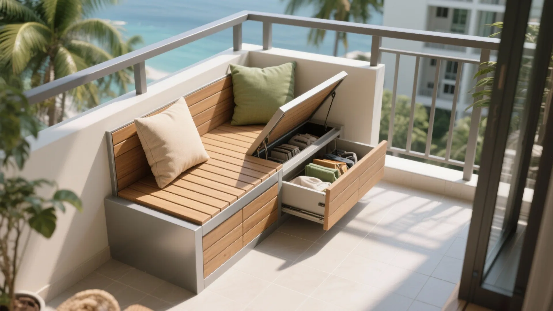 Built-in L-Shaped Bench with Hidden Storage