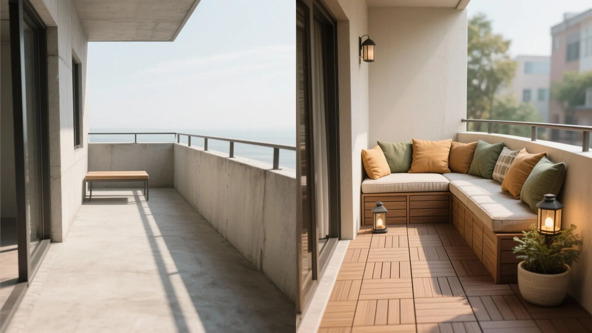 L-Shaped Storage Bench + Deck Tiles