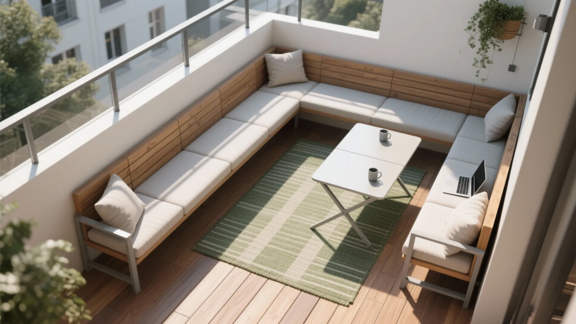 L-shaped corner bench + foldable table: the socializer