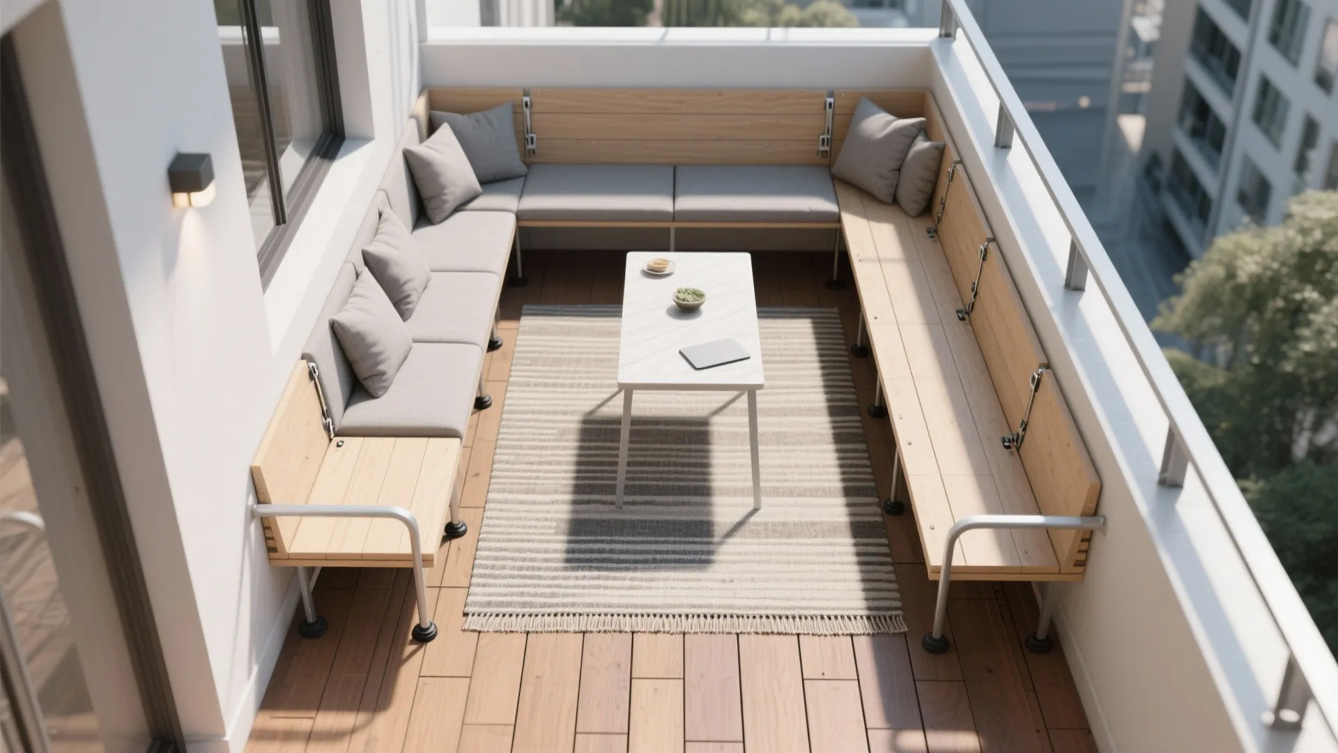 Micro-Zoning with L-shaped Bench and Rug