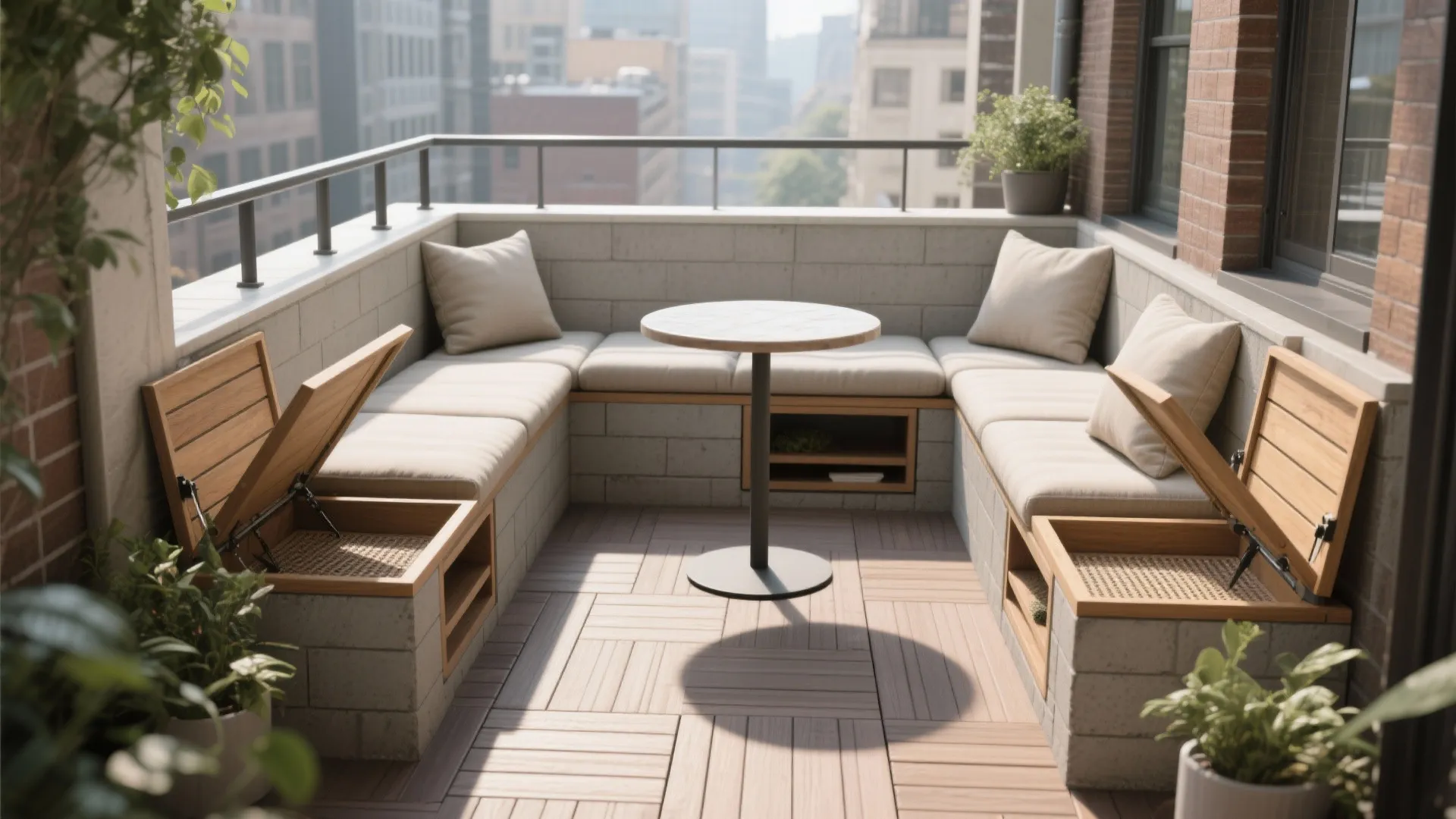 L-Shaped Bench Blocks in Tight Balconies