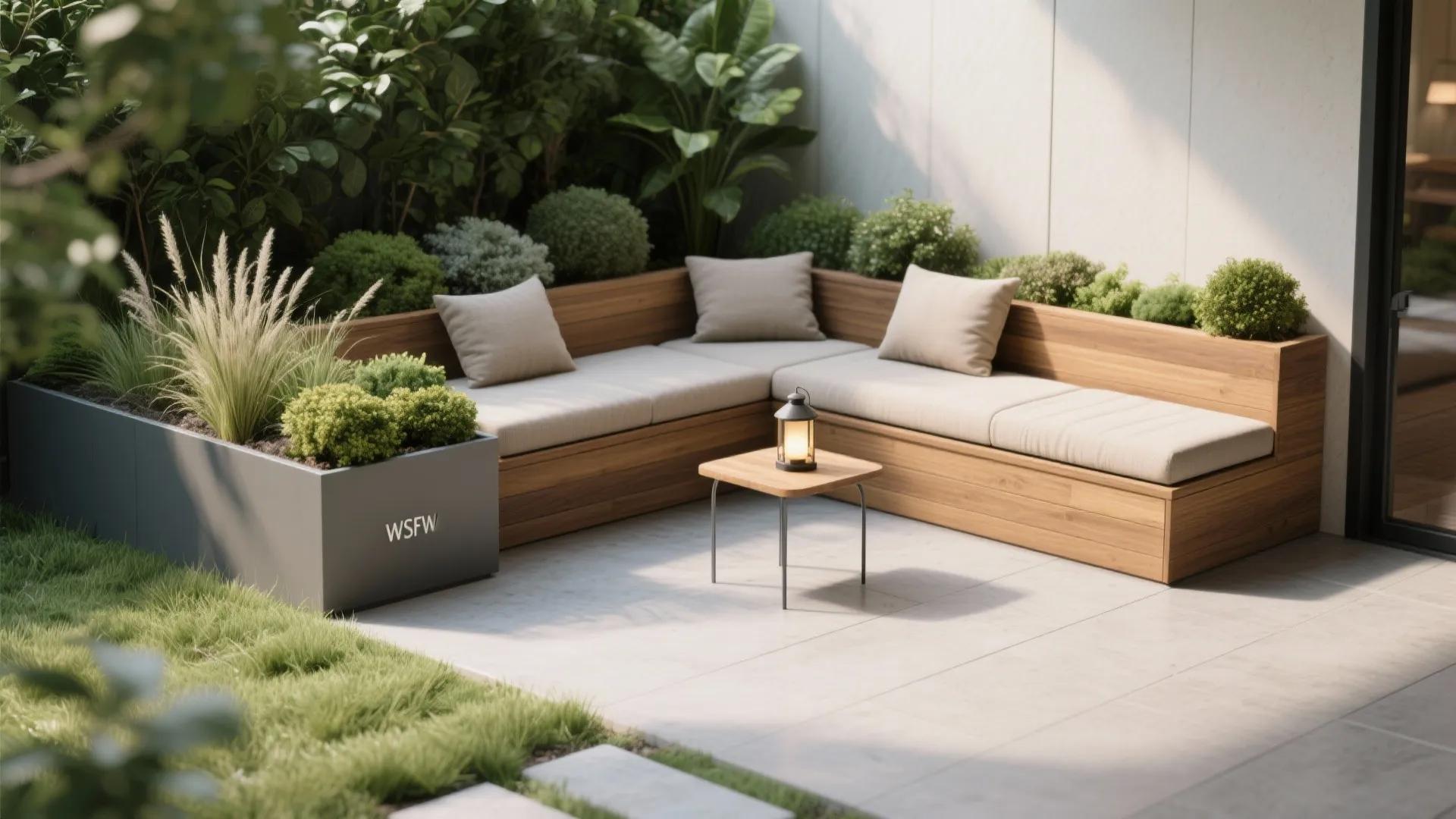 L-Shaped Corner Planter Bench