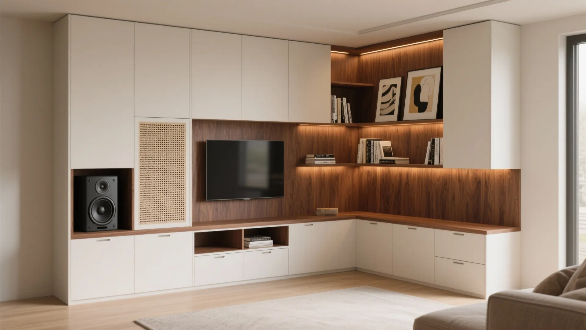 2) L-Shaped Built-In that Wraps the Angle