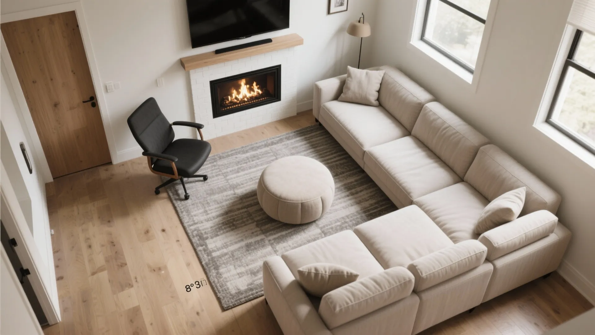 Shape conversation with an L or soft C around the fire