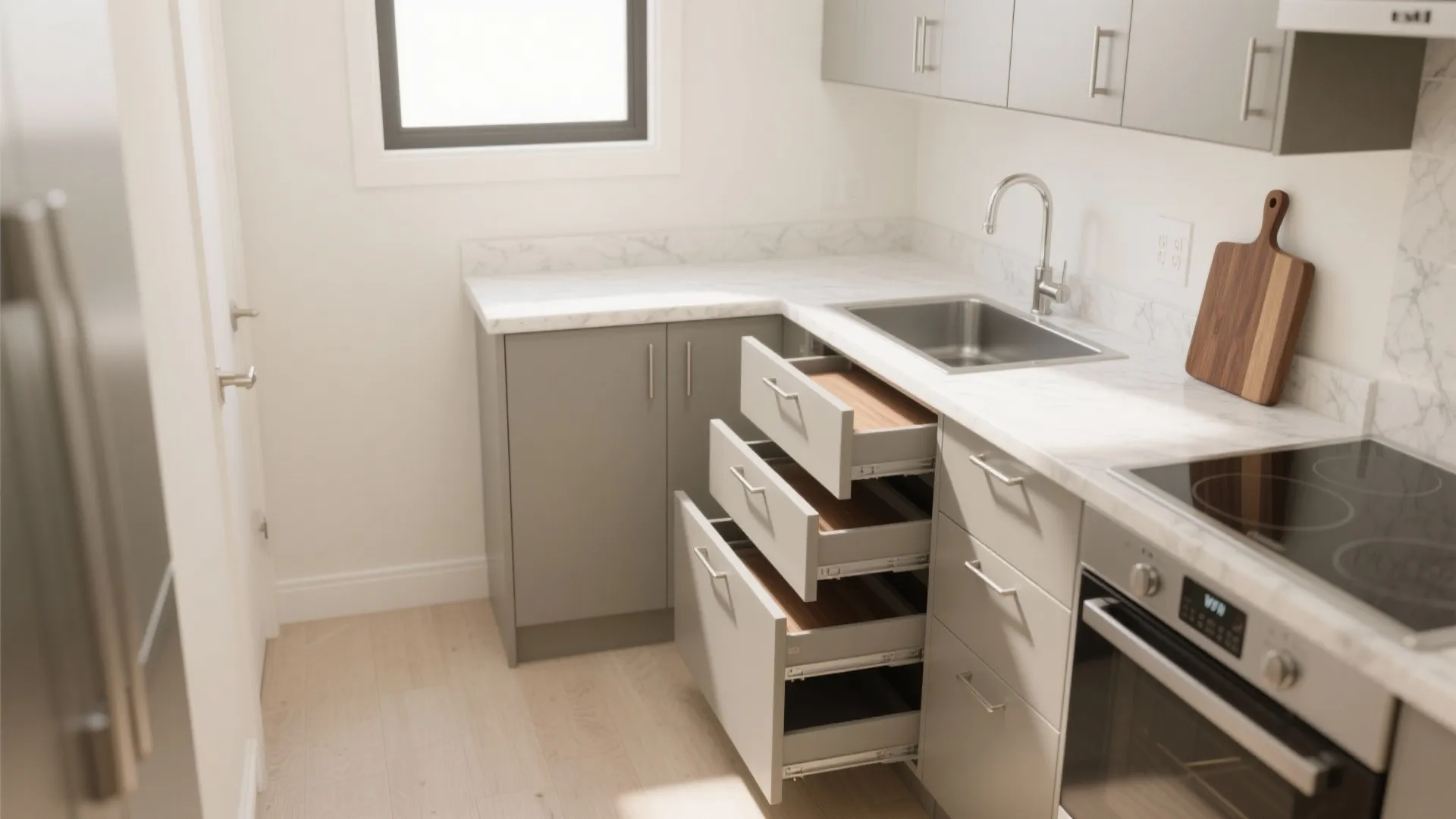 L-Shaped Cupboard Wall and Clever Corners