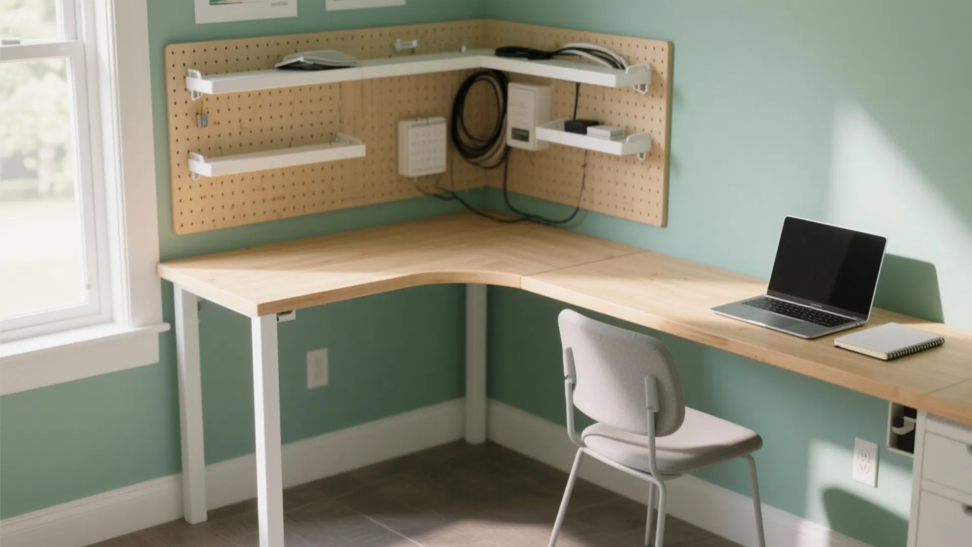 1) L-shaped corner desk that expands your surface