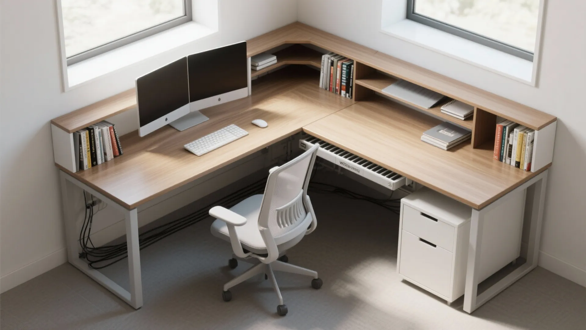 L-Shaped Desk Layout in Tight Corners