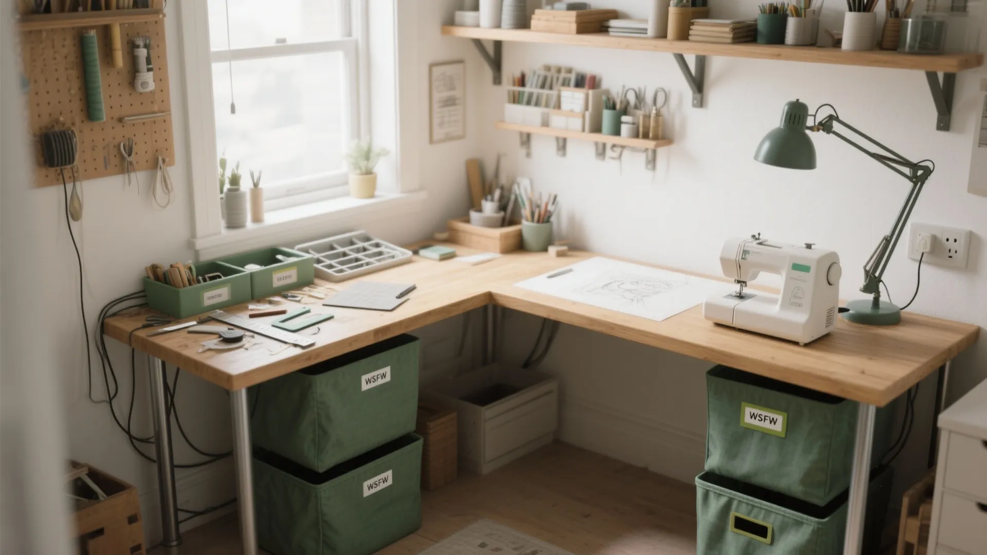 L-Shaped Corner Workstation with Dual Surfaces