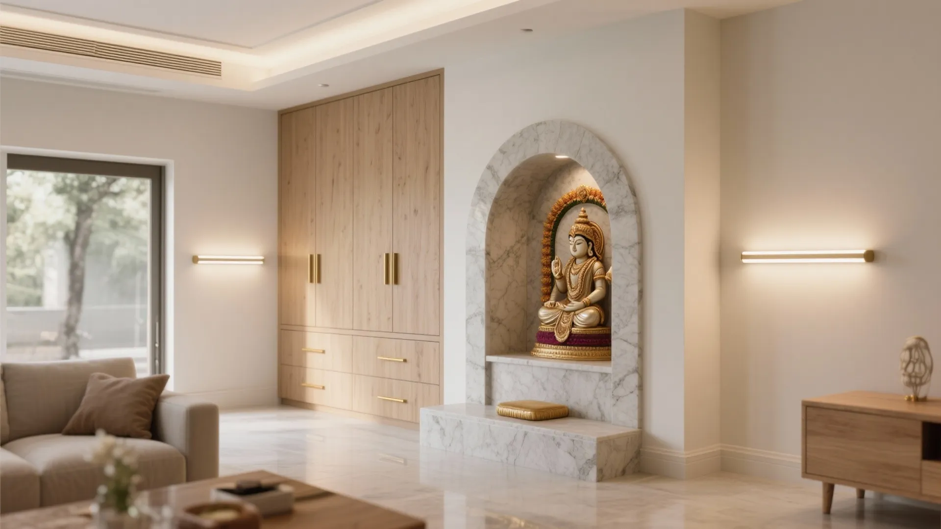 L-Shaped Corner Niche (Under Stairs or Living Room Corner)