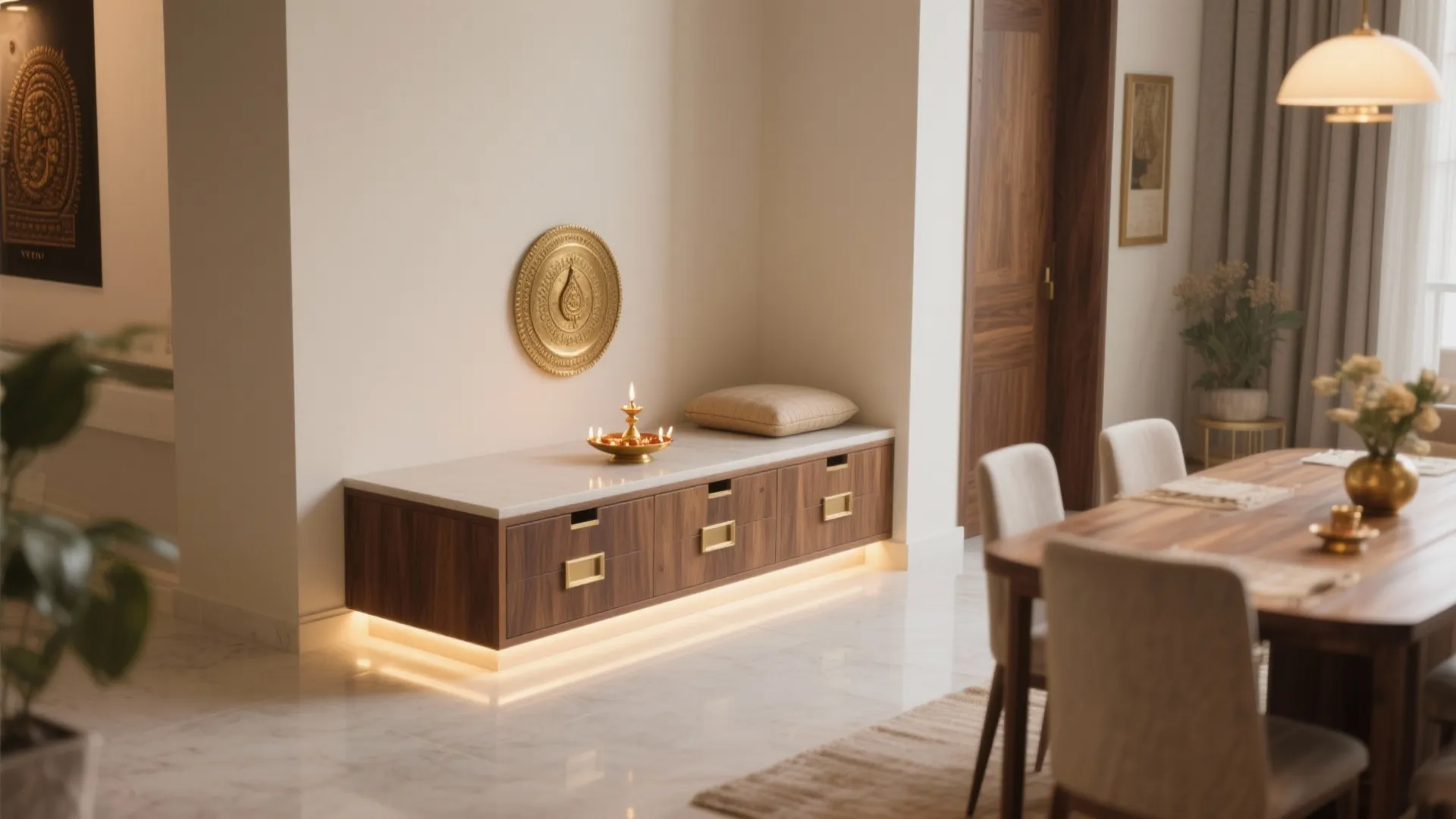 L-Shaped Corner Sanctuary with Built-In Storage