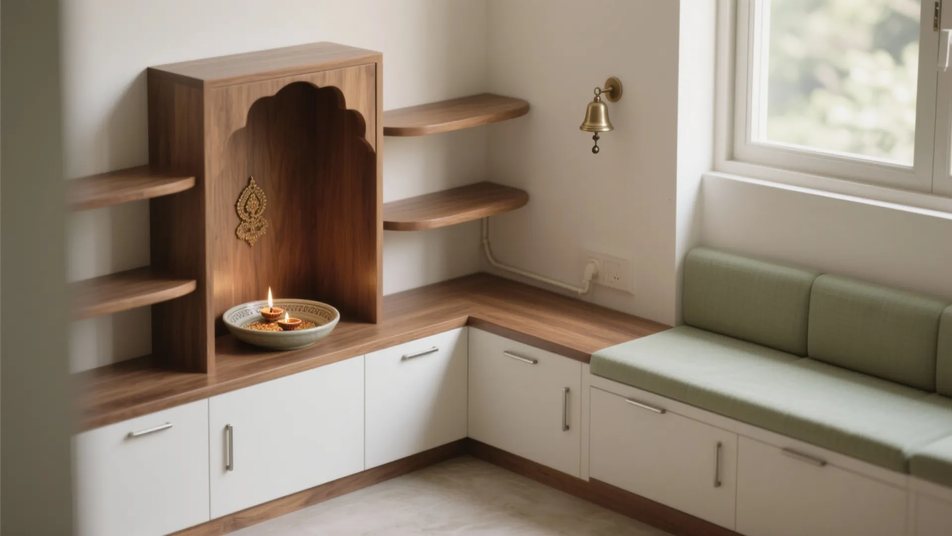 L-Shaped Corner Shrine for Tight Layouts