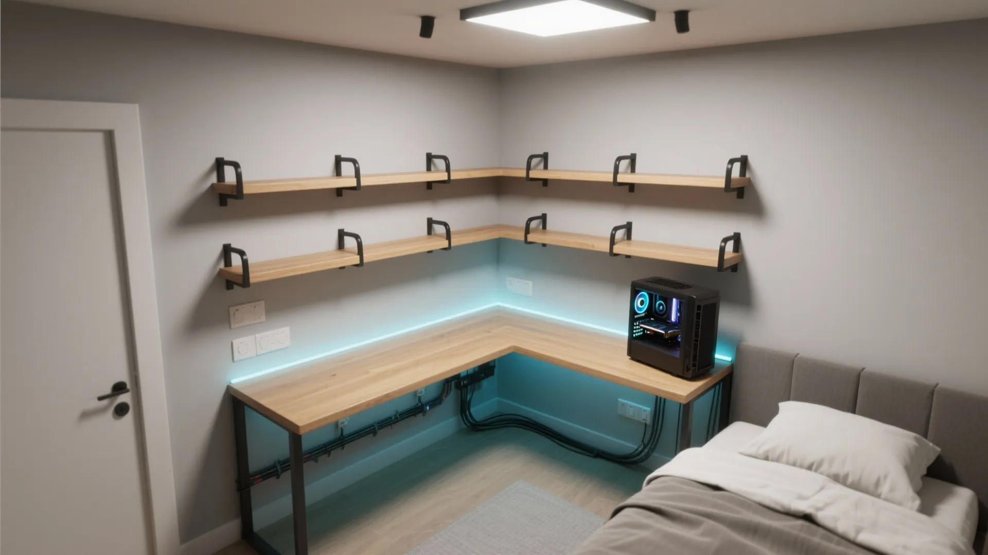 L-Shaped Corner Nook With Floating Shelves