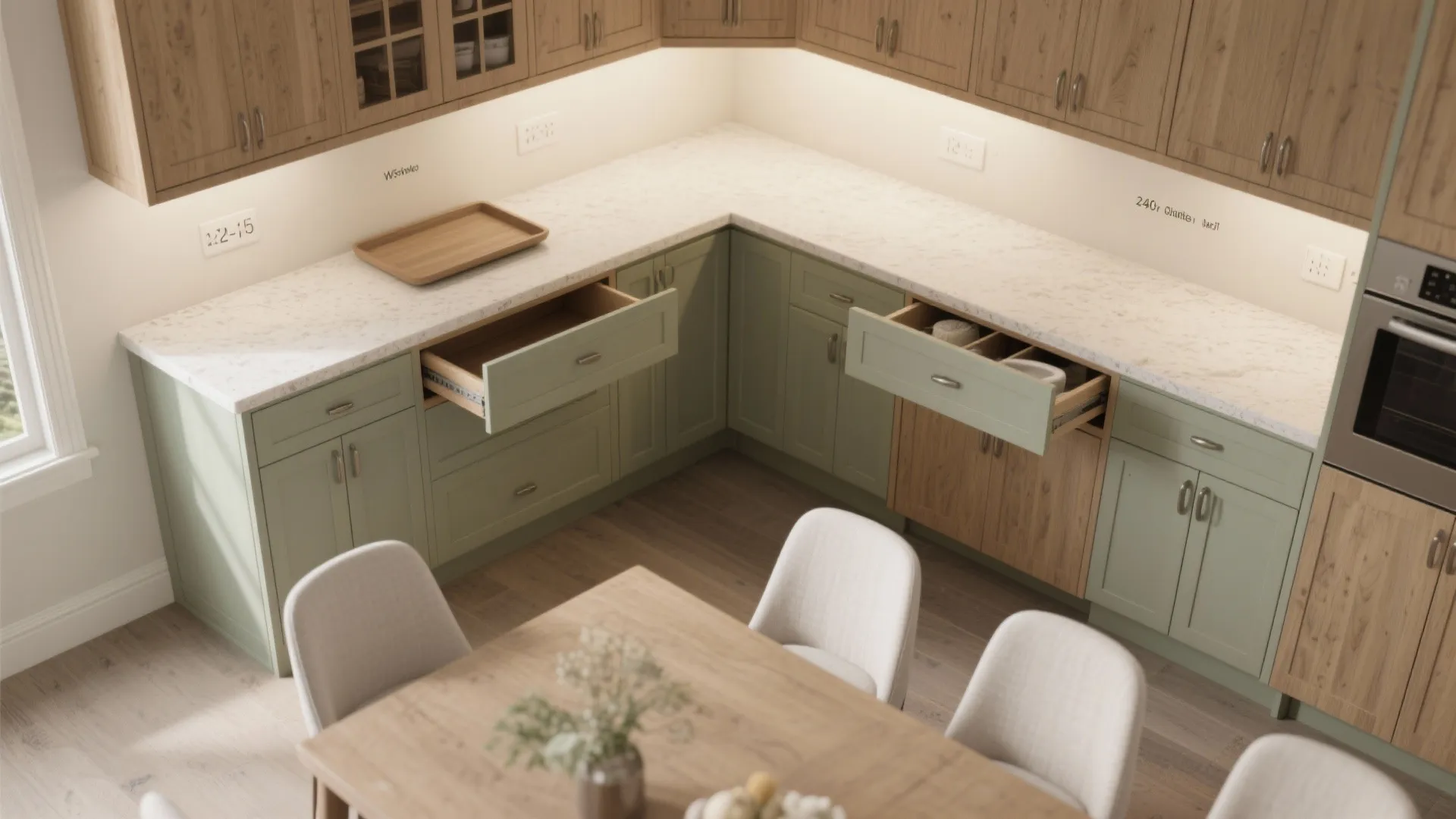 L-Shaped Corner Cupboards to Free Floor Space