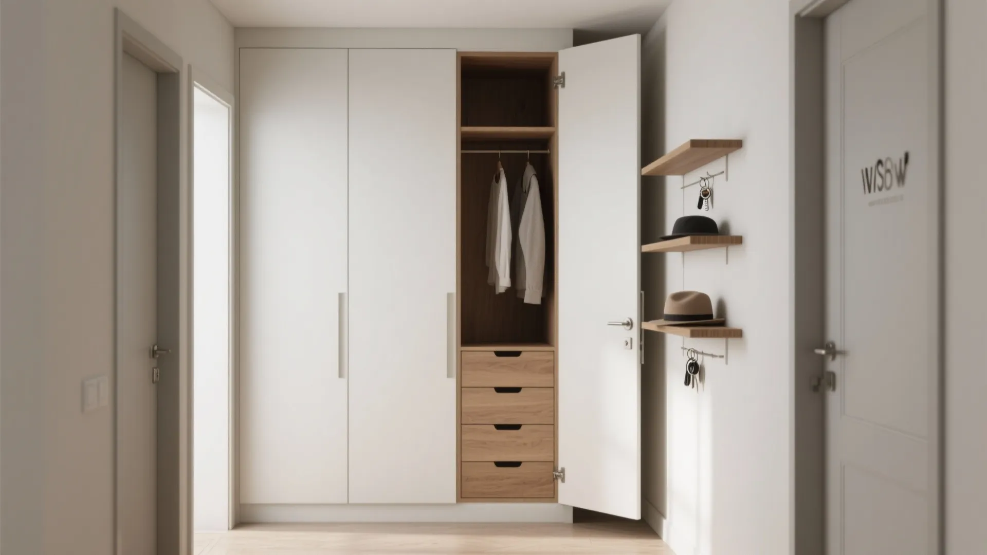 L-Shaped Corner Wardrobe for Tight Entries