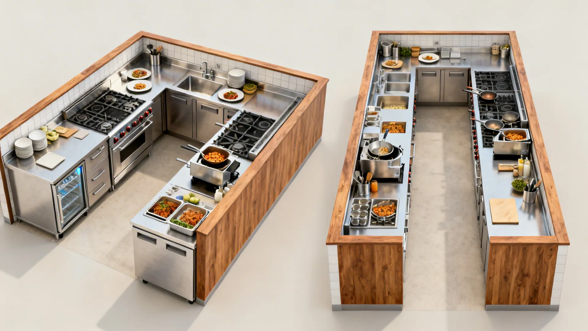 3) Compact L-line or corridor flow for small kitchens