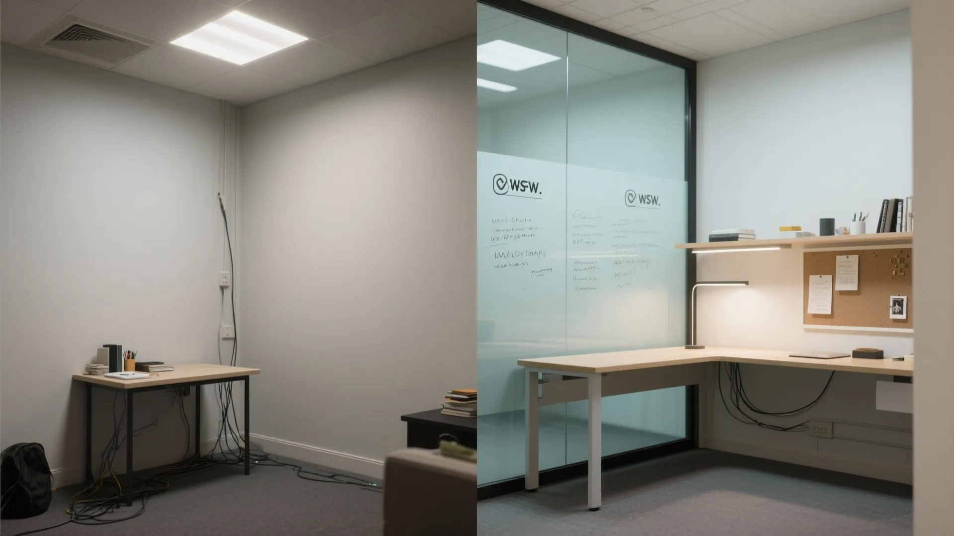 L-shaped focus zone with a writable wall