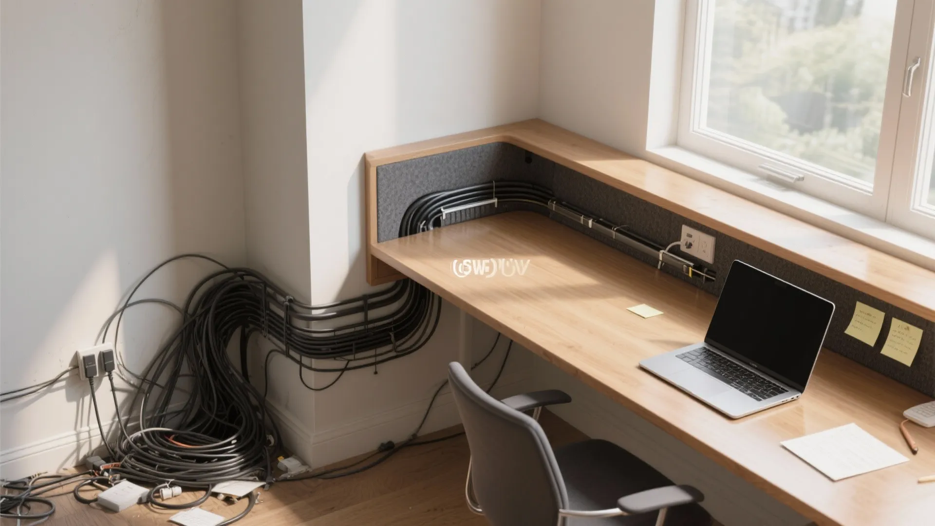 Compact L-Desks and Cable Discipline