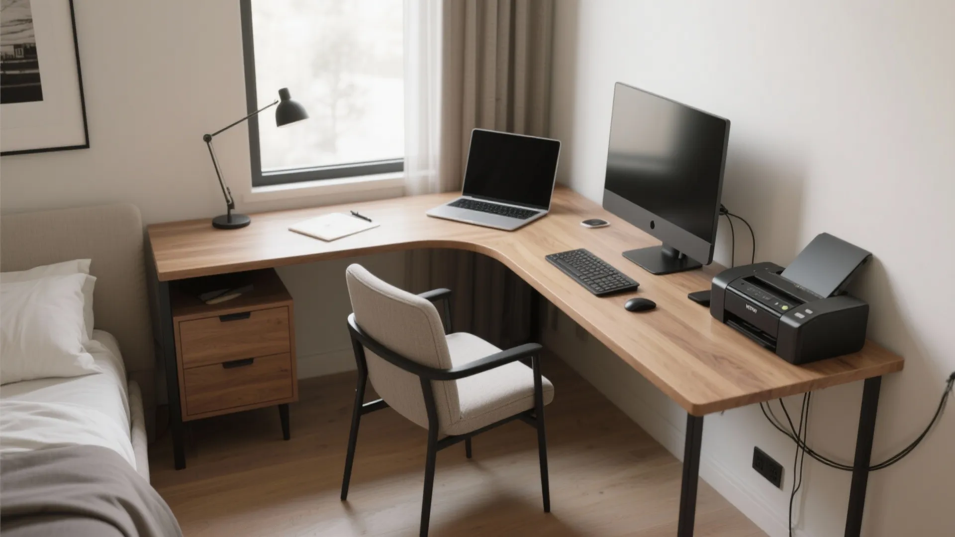 L-Shaped Corner Study Desk