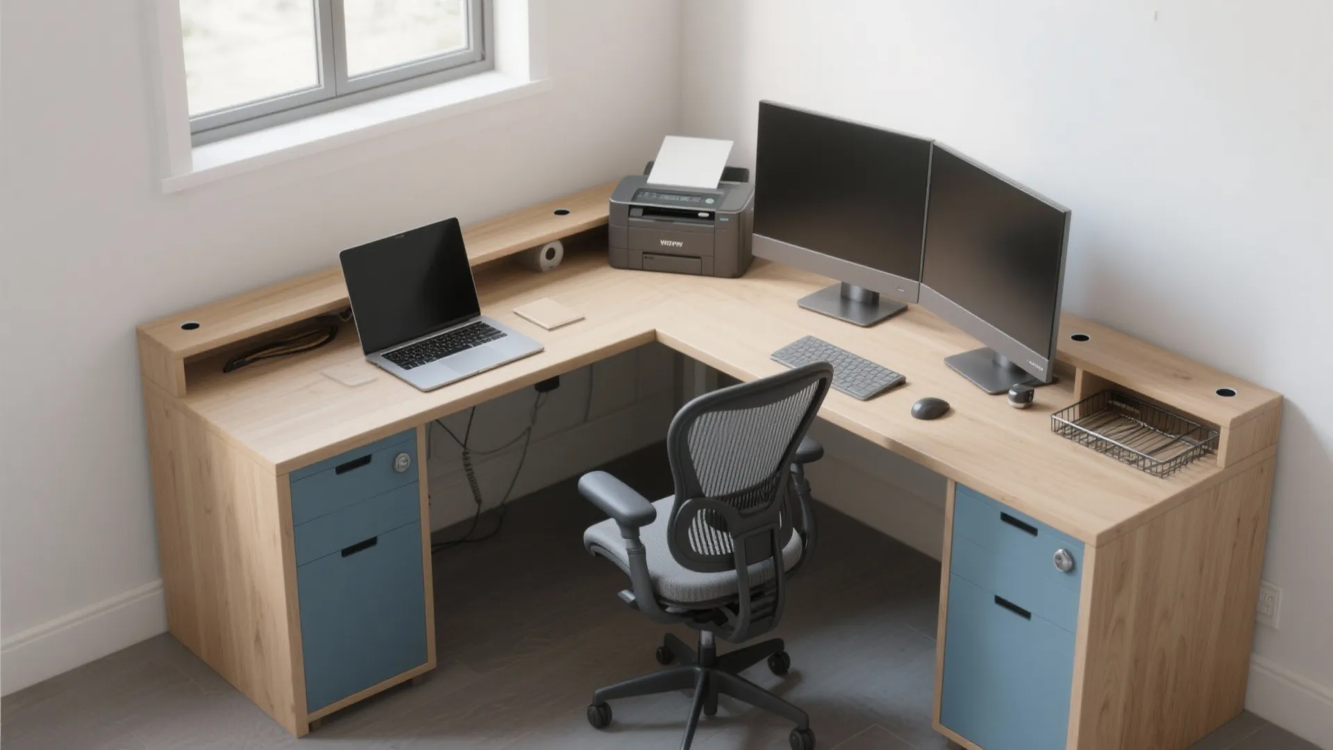 L-shaped desk that unlocks corners