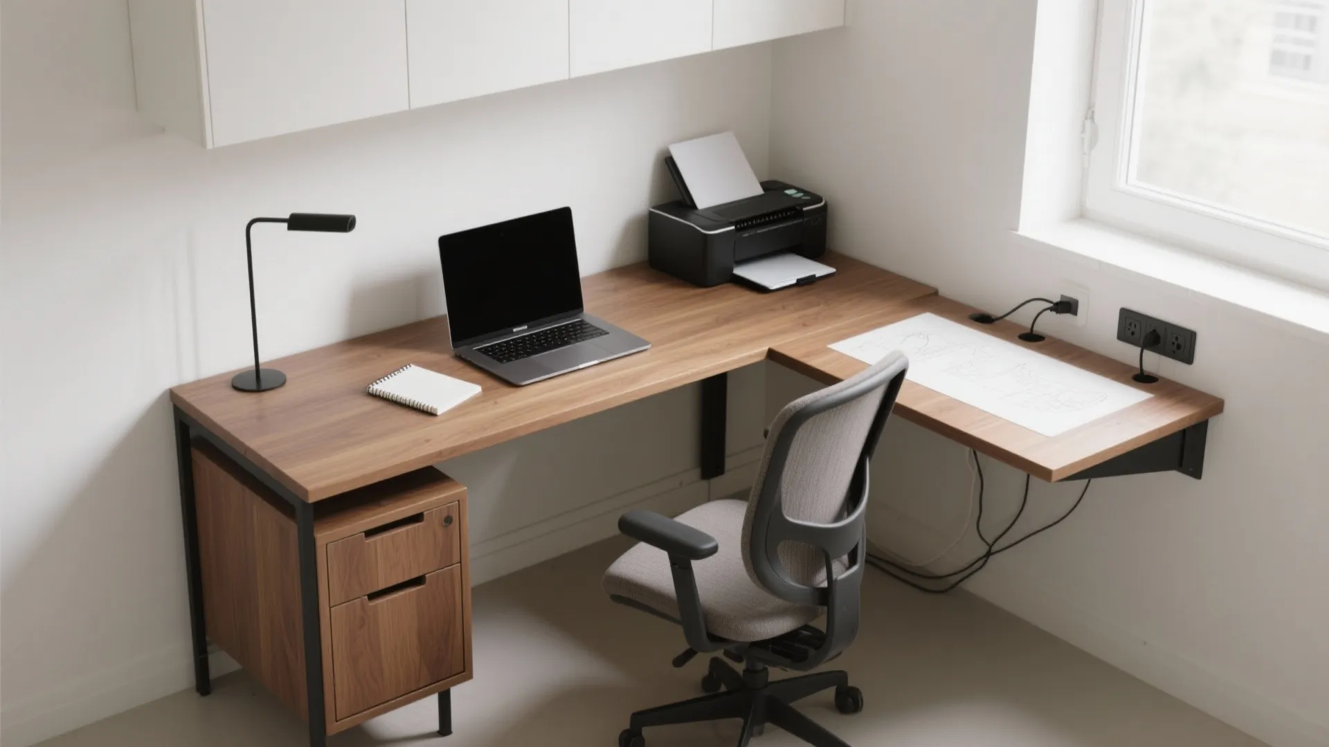 L-shaped desk to claim the corner