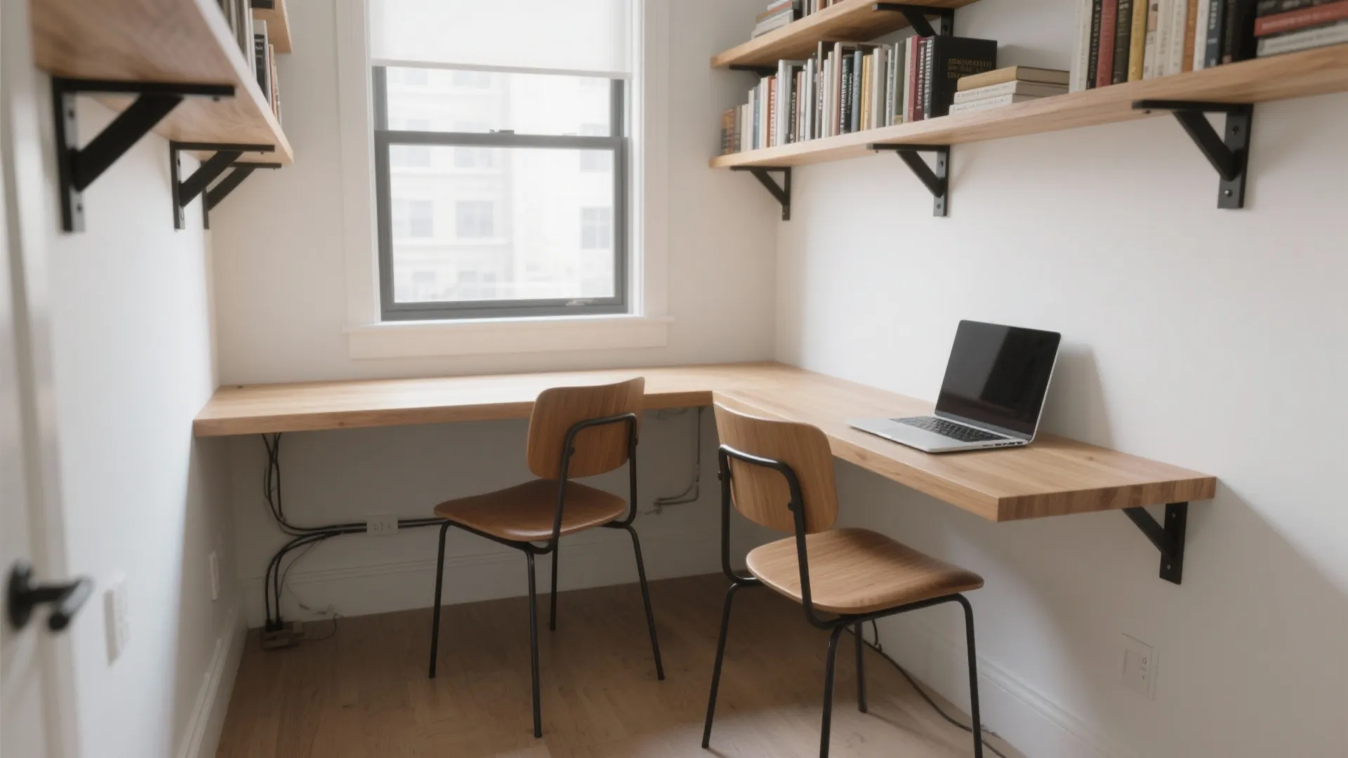L-shaped desk and smart corner utilization