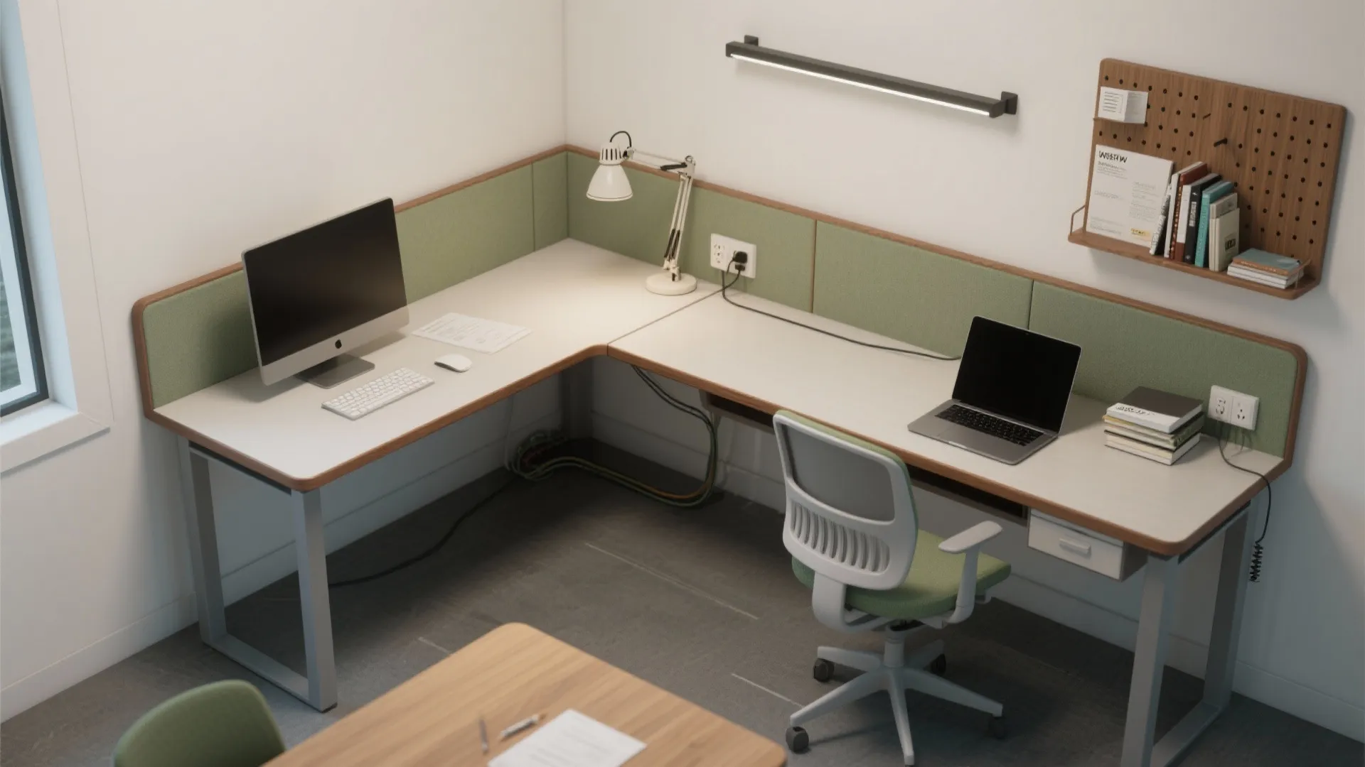 L-Shaped Workstation with a Shared Drop Zone