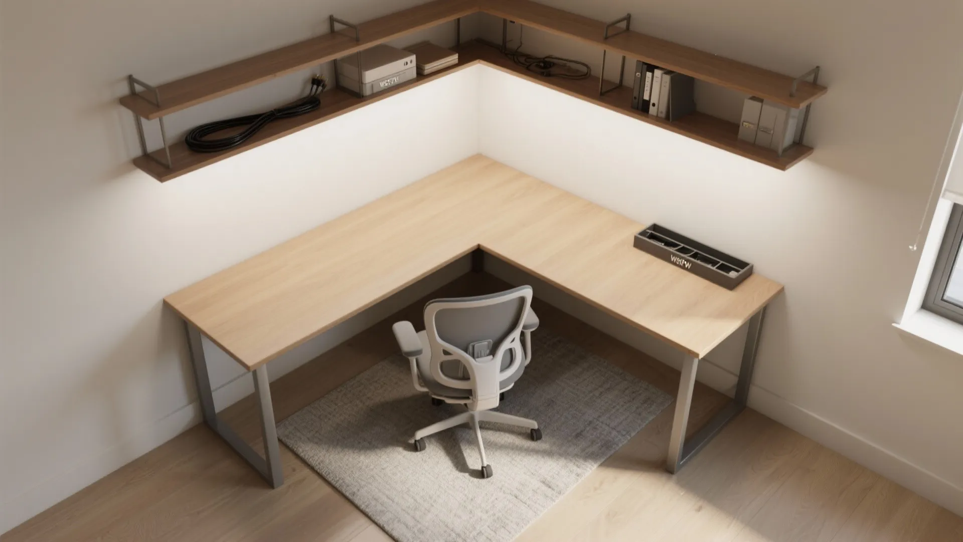 L-Shaped Compact Desk Layout That Maximizes Surface