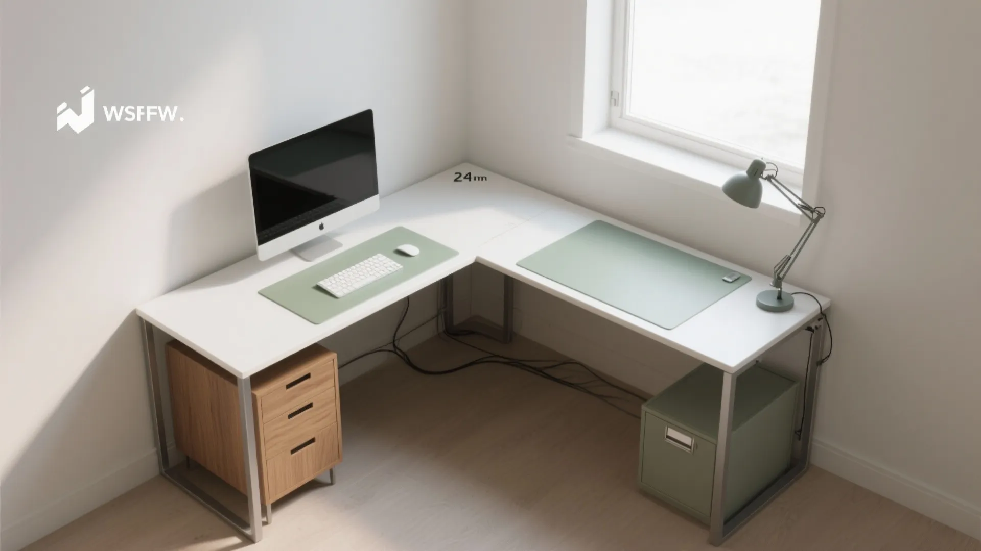 L-shaped desk layout for compact efficiency
