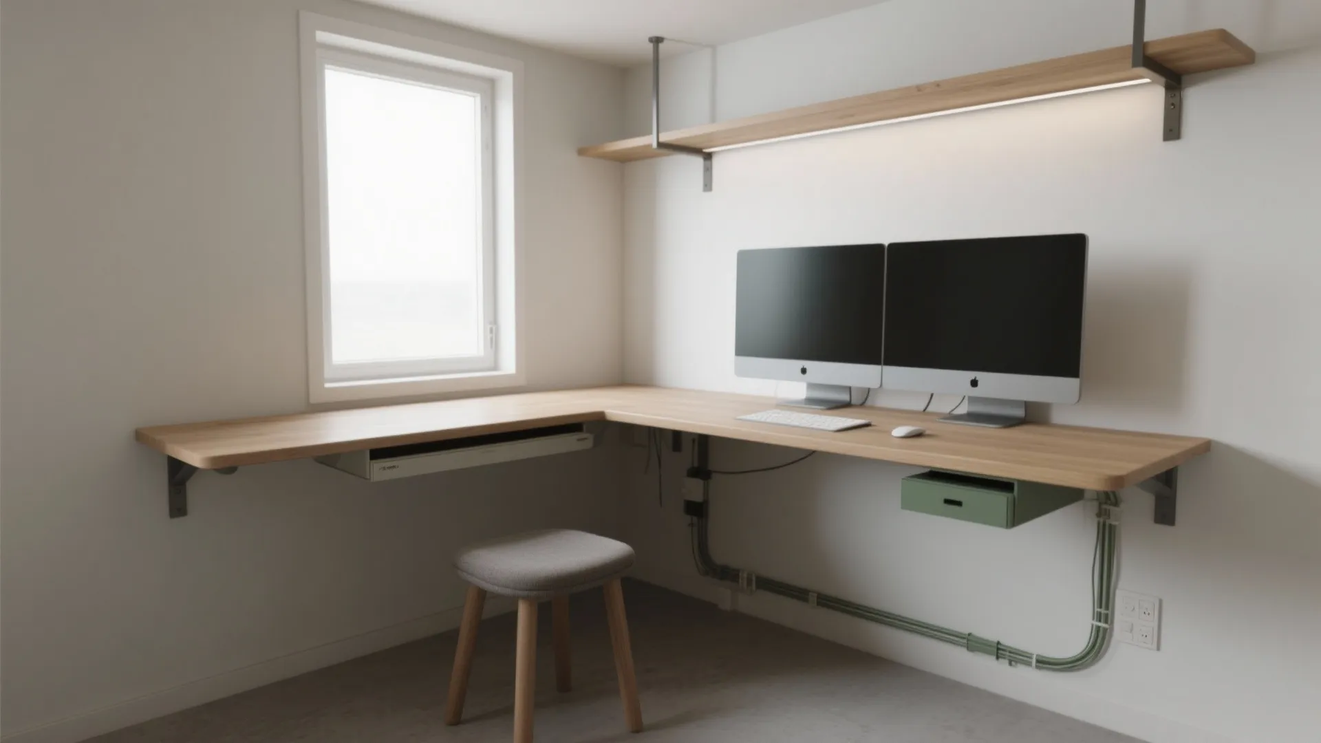 L-shaped workstation with a flexible second perch