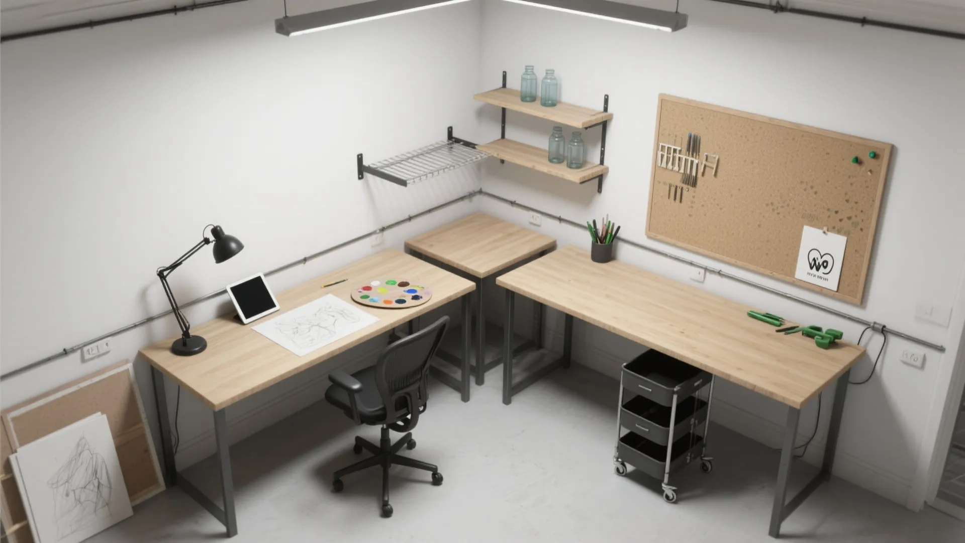 L-shaped workstation maximizes surface