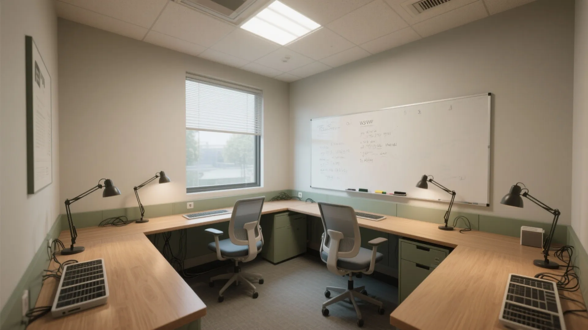 Compact L-shaped study layout