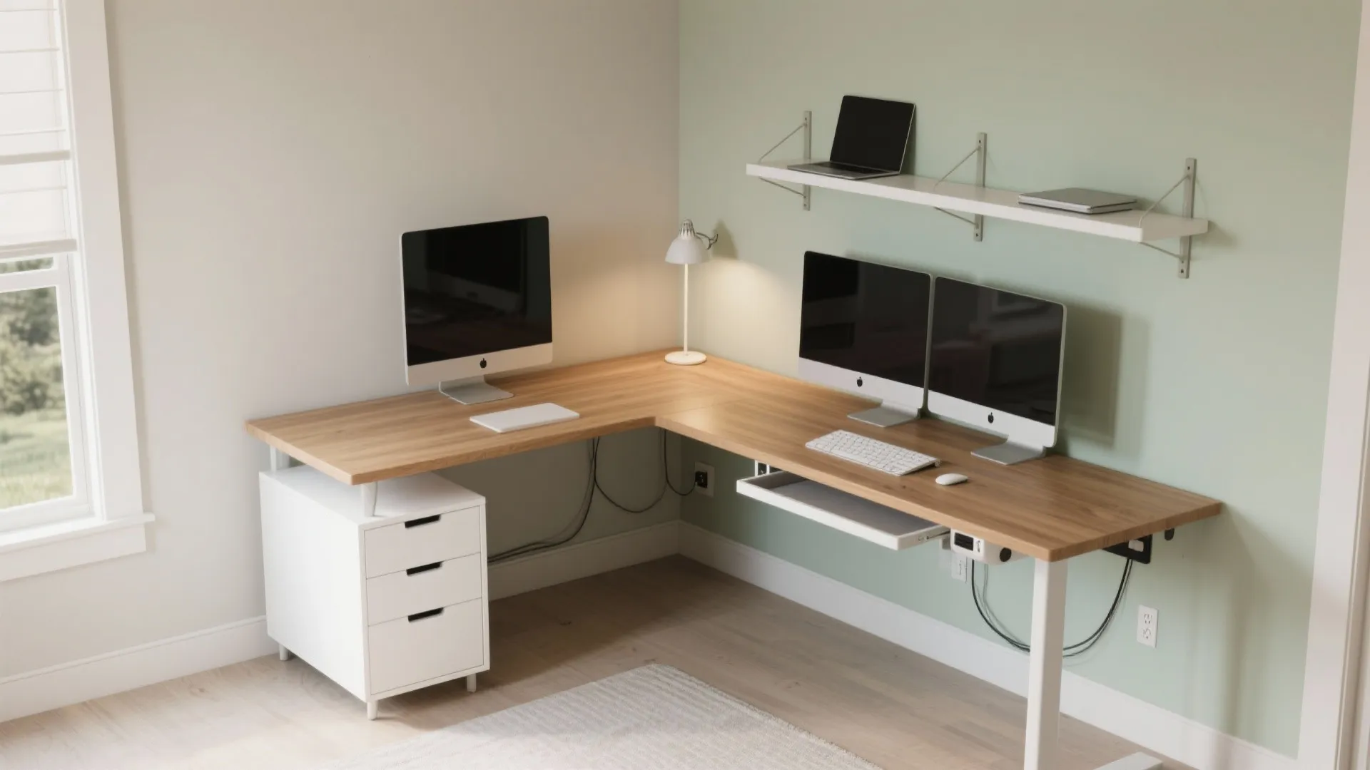 1) L-Shaped Micro Layout + Vertical Storage